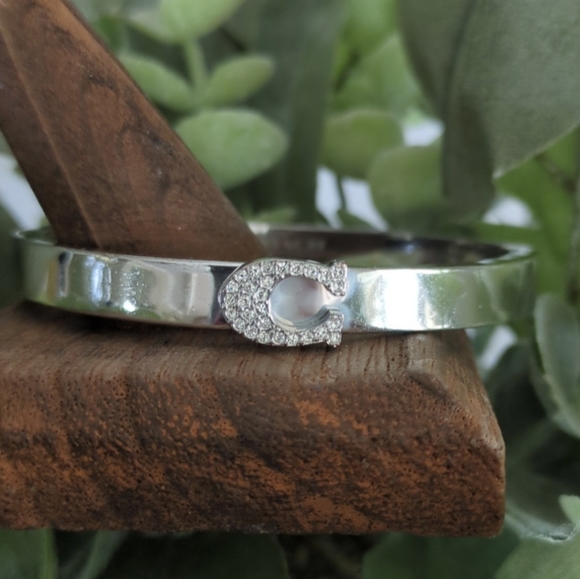 Coach Jewelry - Coach Pave Signature Hinged Bangle